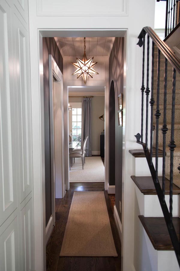 brookhaven tudor custom hallway millwork connecting new kitchen to old house