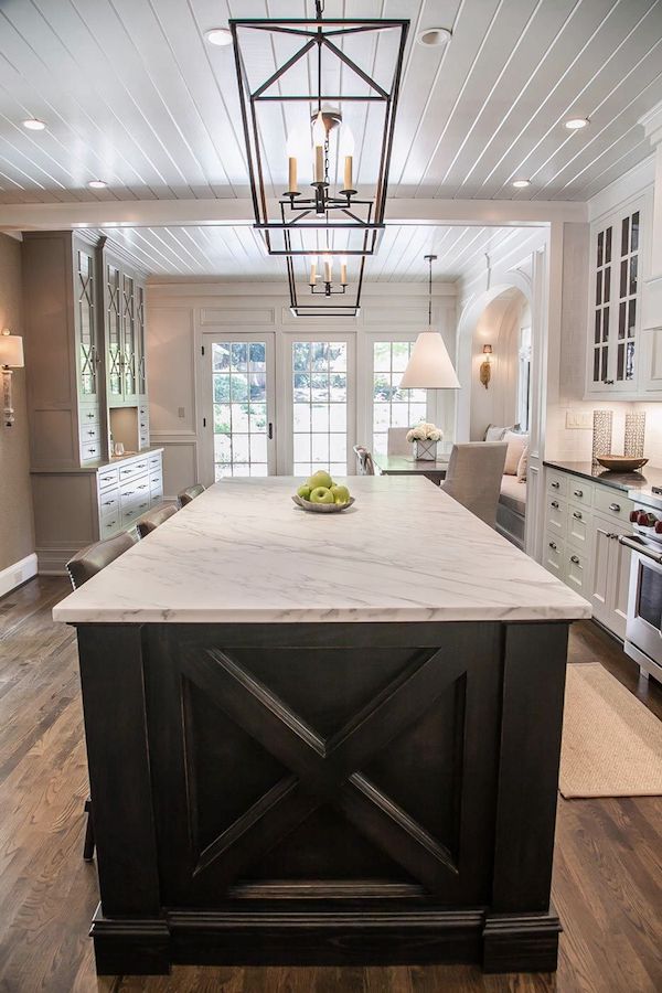 brookhaven tudor kitchen island cross detail