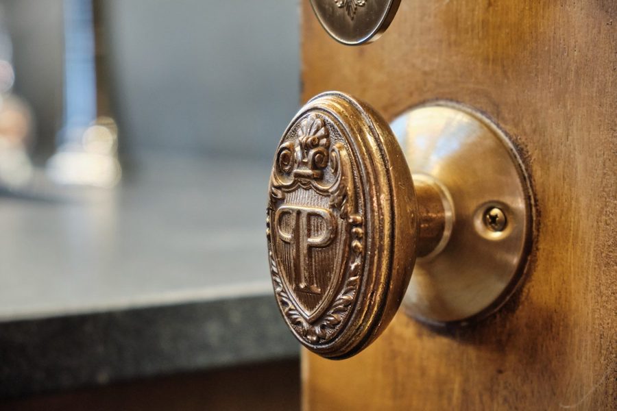 buckhead bar doorknob crest and insignia detail