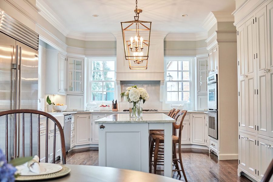 english country full shot of kitchen